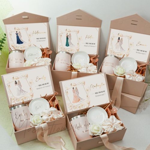 Bridesmaid Proposal Box with Mismatched Bridesmaids' Dresses Invitation Card, Personalized Wedding Gift Box Set, Bridal Shower Gift Favor
